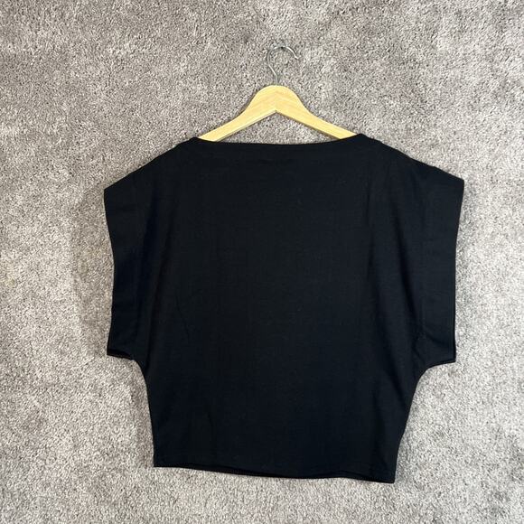 J. Crew Shirt Womens Small Black Box Cut Boat Neck Short Sleeve Pullover Cotton - Picture 2 of 11